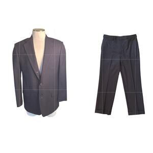 Set Vintage Men 42 Reg Southwick Navy Stripe Blazer Suit Jacket Pants 2-Button